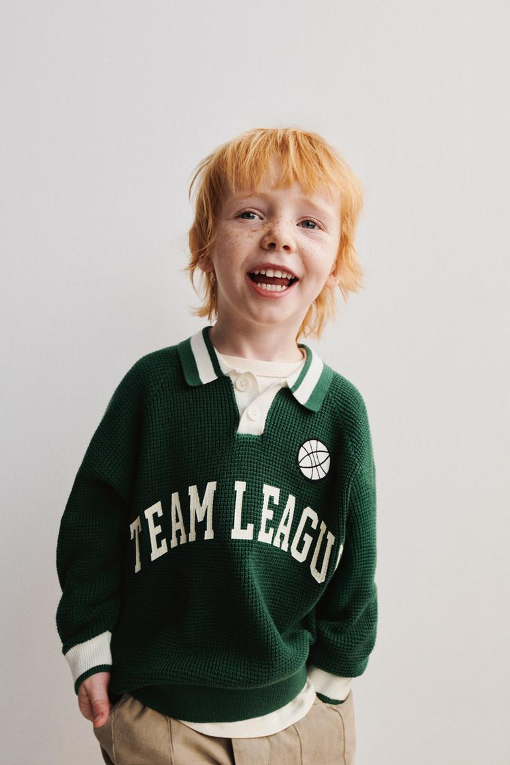 ZARA ПОЛО ВАФЕЛЬНОЙ ВЯЗКИ, МЯГКИЙ ЗЕЛЕНЫЙ