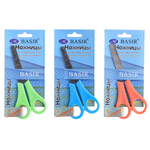 Ножницы канцелярские Basir с линейкой на лезвии, 13 см, ассорти