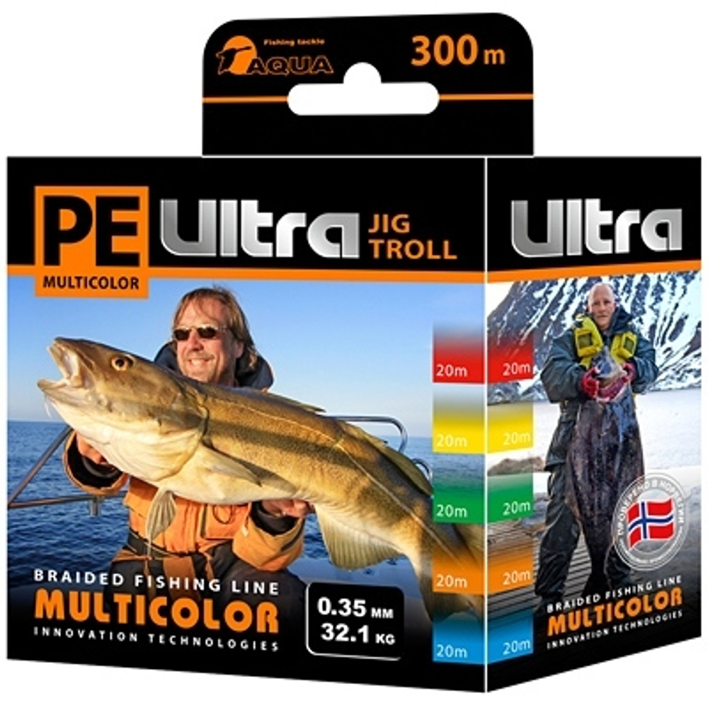 Плетеный шнур PE ULTRA MULTICOLOR JIG TROLL (20) 0,35mm 300m, цвет мультиколор