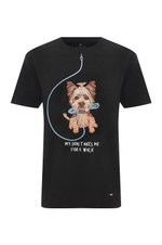 Black T-shirt with a dog