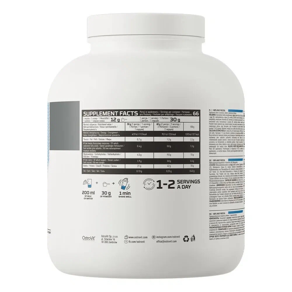 Протеин OstroVit 100% Whey Protein 2000 г арахисовое масло