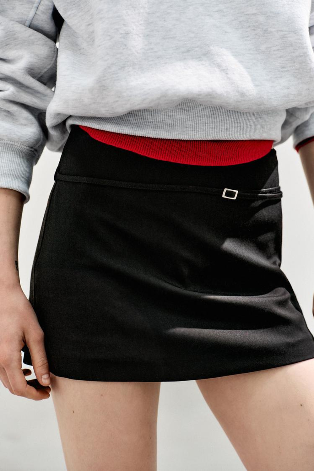 ZARA БАЗОВАЯ ТОЛСТОВКА ИЗ МЯГКОЙ ТКАНИ, СЕРЫЙ МЕЛАНЖ