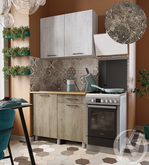 Кухня Одри 1.0м (корпус белый/дуб остин серый; дуб остин бежевый) 38мм королевский опал