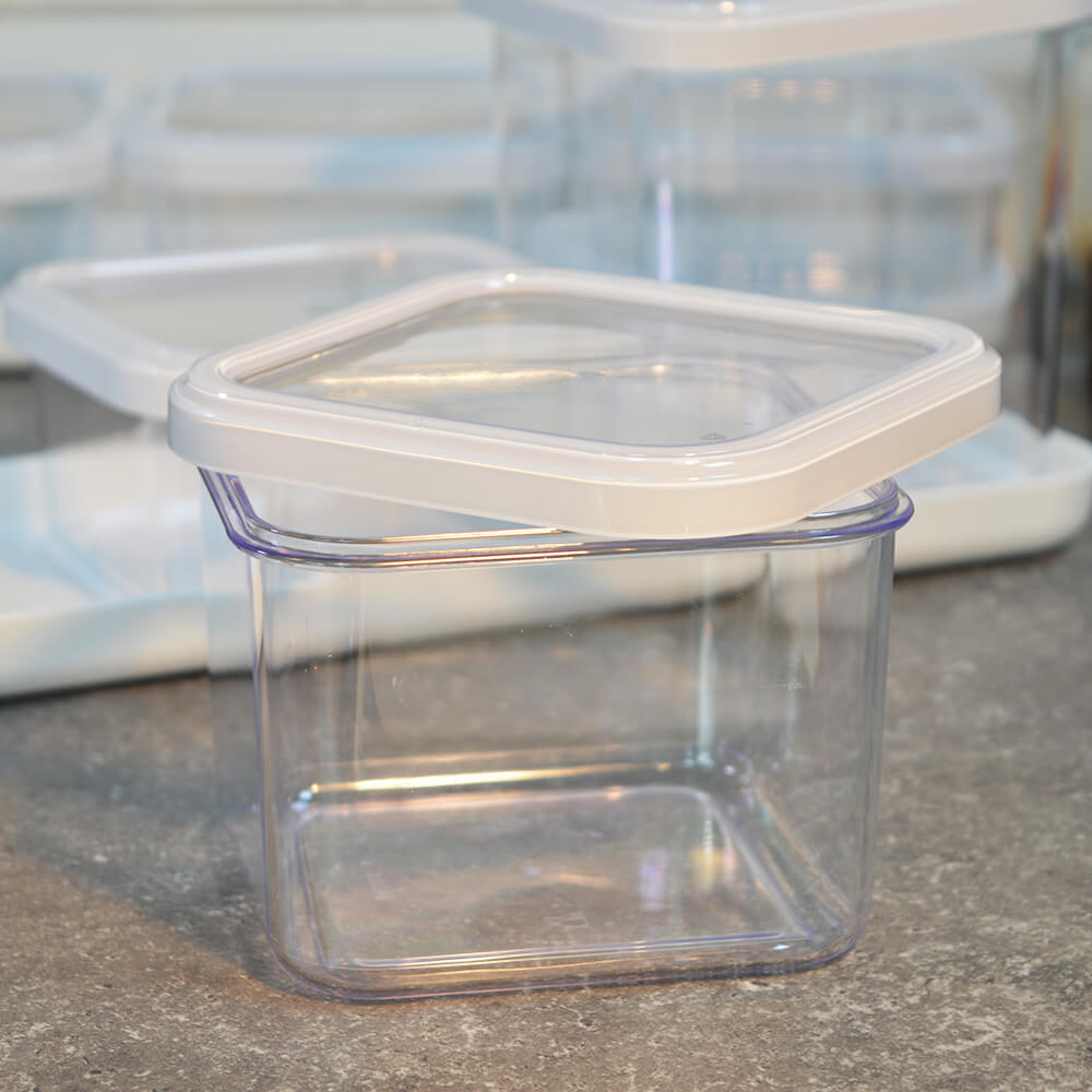 Набор емкостей для сыпучих 3шт (0,4л, 0,6л, 0,9л) на подставке "Cubbo Scandi", белый