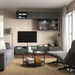 Комбинация для хранения ТВ - IKEA BESTÅ/BESTA, 231x42x240см, темно-серый, БЕСТО ИКЕА