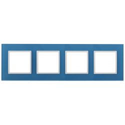 14-5104-28 ЭРА Рамка на 4 поста, стекло, Эра Elegance, голубой+бел