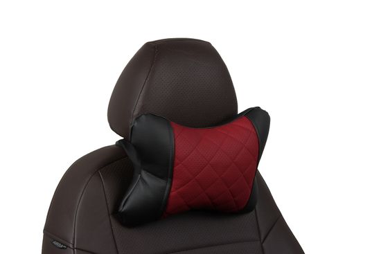 Автомобильная подушка "Косточка" под шею из экокожи "Ромб"