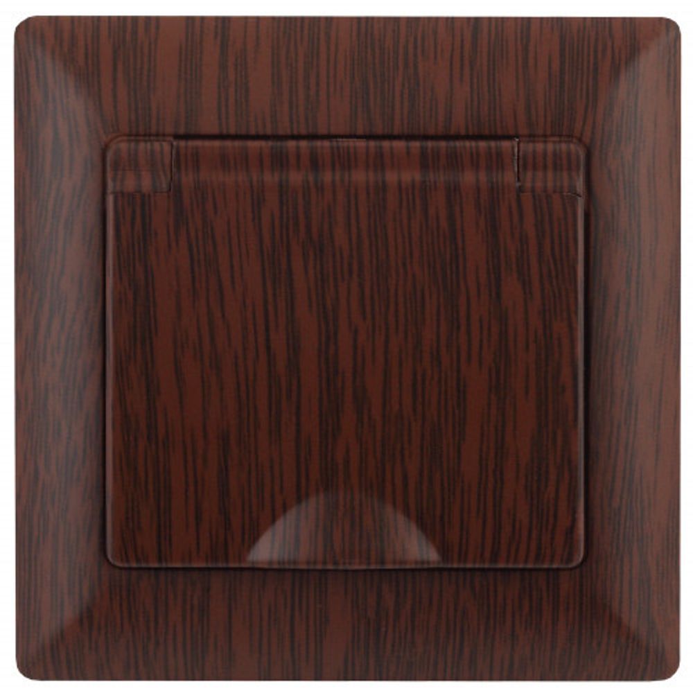 Розетка Intro Solo 4-203-10 с заземлением 2P+E Schuko с крышкой, 16А-250В, IP20, СУ, венге