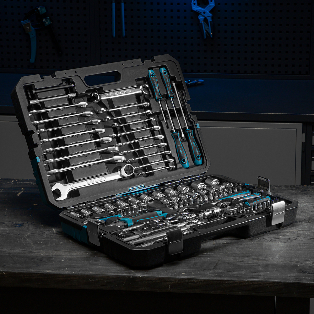 Набор инструментов, 1/4", 1/2", CrV, 120 зубьев, 101 предмет Gross