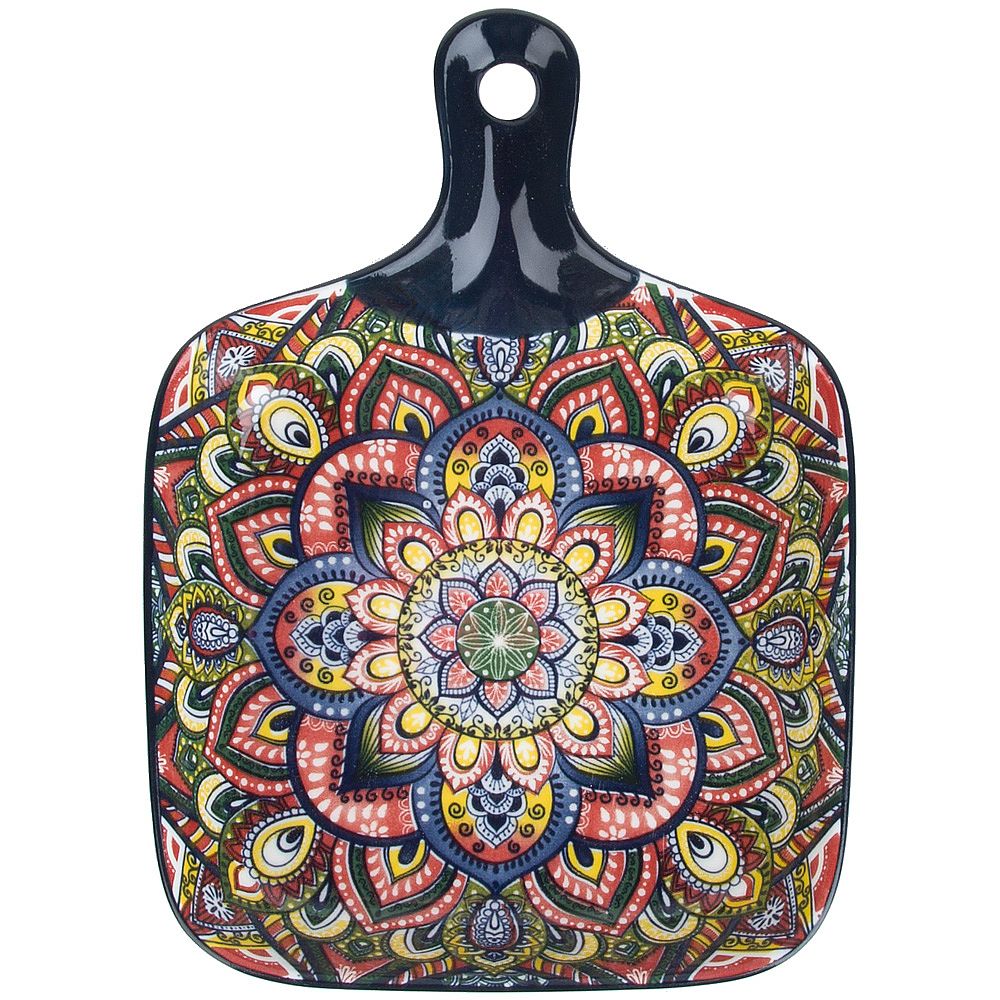 Блюдо с ручкой " " (синий) 23х14,5см (min9) (транспортная упаковка)