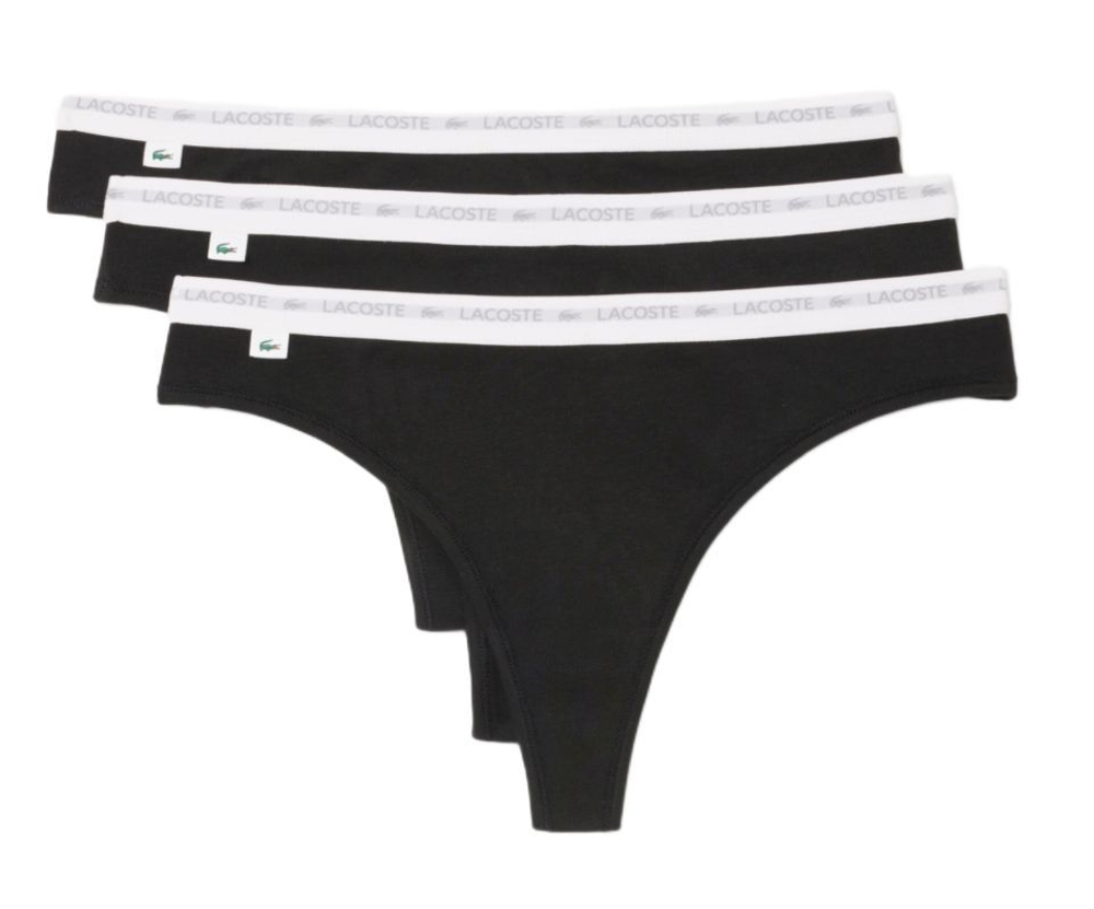 Спортивные трусы Lacoste Elastic Cotton Thongs 3P - black