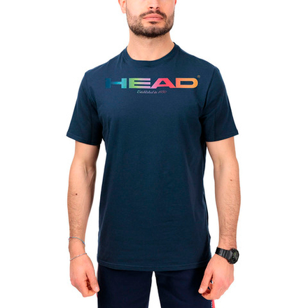 Футболка мужская HEAD Rainbow T-Shirt M 811435-NV-XL, р.XL, полиэстер, хлопок, эластан, темно-синий