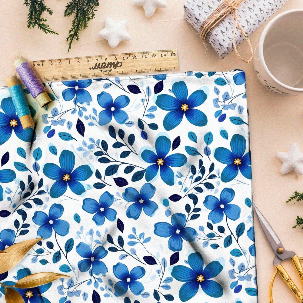 Ткань премиум атлас шепот весенних цветов