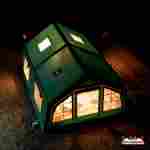Пневмокаркасная всесезонная палатка «Тёплая Искра» 3,6×4,8×2,2 м — с печкой, из ПВХ, зелёная