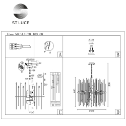 SL1628.103.08 Люстра подвесная ST-Luce Хром/Прозрачный, Хром E14 8*40W