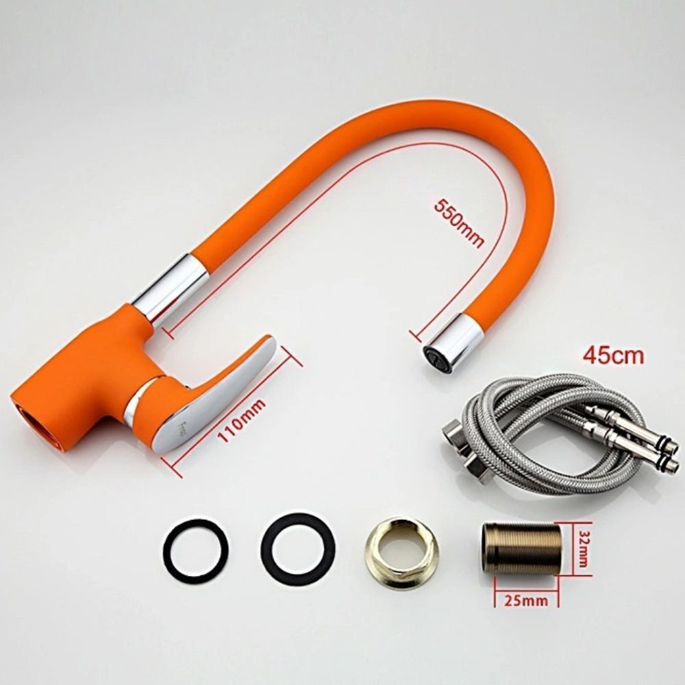 Смеситель для кухни, Frap, гибк излив, с картриджем, оранж, F4453-02