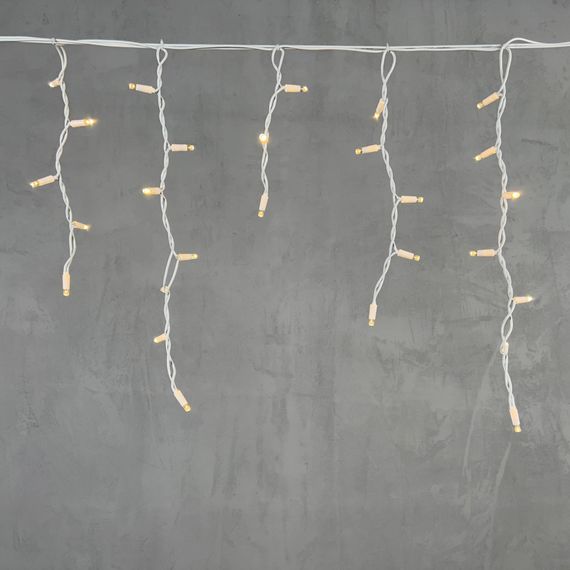 Светодиодная бахрома с колпачком 3,1*0,5 м., 120 теплых белых LED ламп, каучуковый белый провод, LTC (LL120-8-2WW)