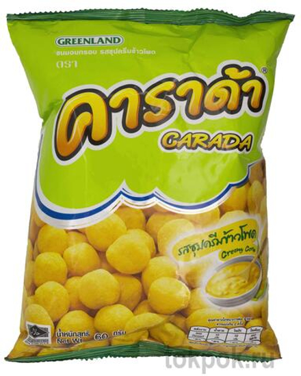 Шарики рисовые хрустящие со вкусом кукурузы со сливками CARADA, 60 гр