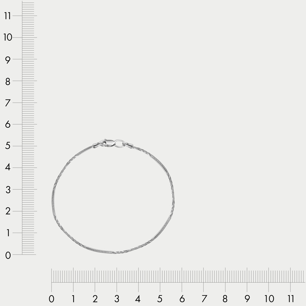 Браслет цепной из белого золота 585 пробы с плетением "Снейк" без вставок (арт. НБ 18-078Д-3 0.35)