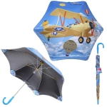 Зонт детский безопасный «KidsZontik», Самолет, светоотраж. элементы, плотный винил, длина 65см, d-90см