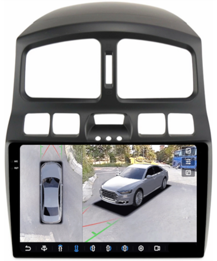 Магнитола для Hyundai Santa Fe 1 2000-2013 - FarCar BX3048M-360 монитор 9.5" 2K QLED на Android 13, 6Гб+128Гб, CarPlay, 4G SIM-слот, 4 камеры в комплекте