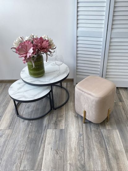 Пуф для гостиной ARES BLUVEL-40 BEIGE / GOLD