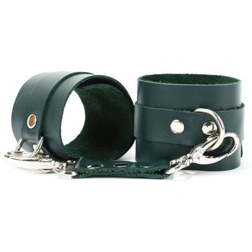 Изумрудные кожаные наручники БДСМ Арсенал Lady's Arsenal Emerald Handcuffs 67001