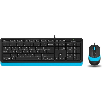 Комплект (клавиатура + мышь) A4Tech Fstyler F1010, черный/синий USB (мембранная)