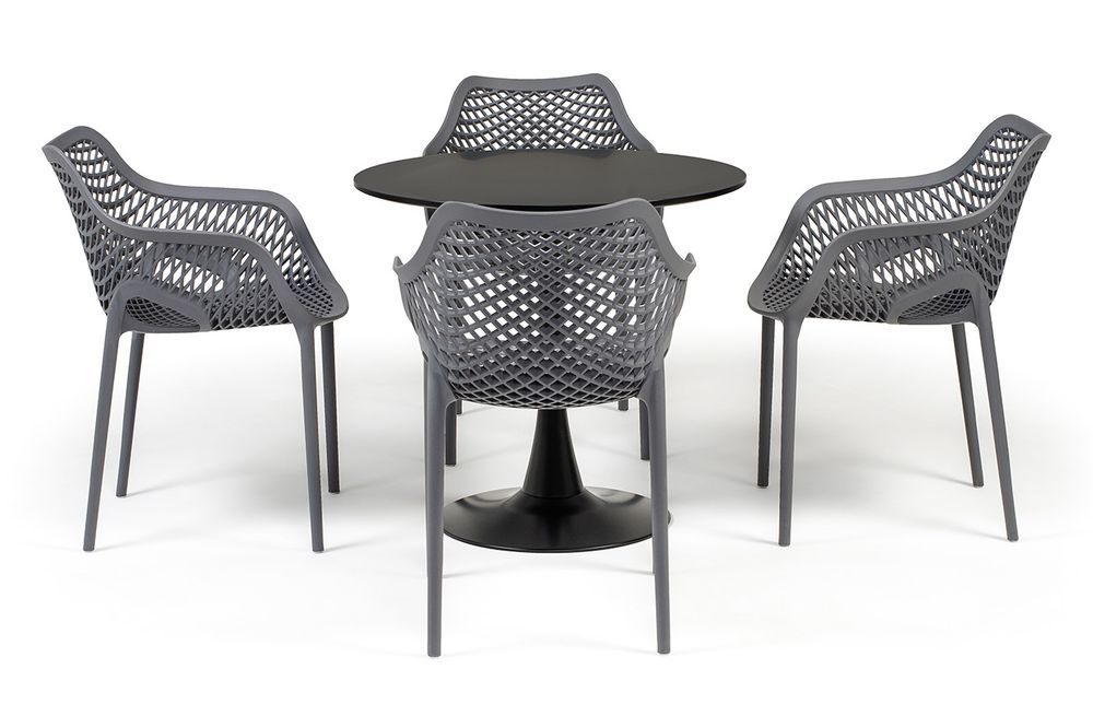 "Беллини" обеденная группа на 4 персоны, цвет темно-серый