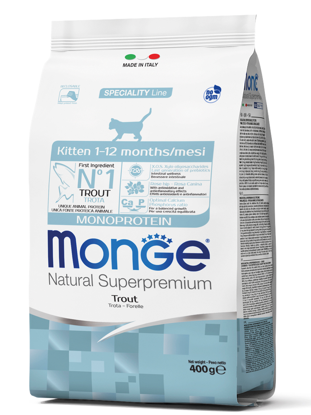 Сухой корм Monge Cat Speciality Line Monoprotein для котят и беременных кошек с форелью 400 г