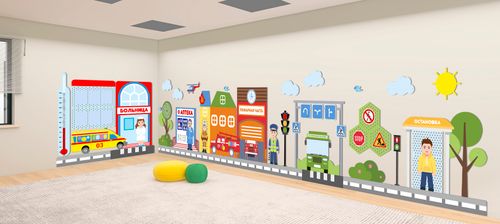 Декоративно-развивающая панель "Город профессий"