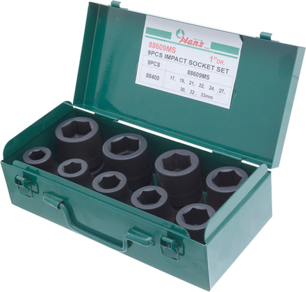 88609MS набор головок 1", 9  шт.,  17-33 мм