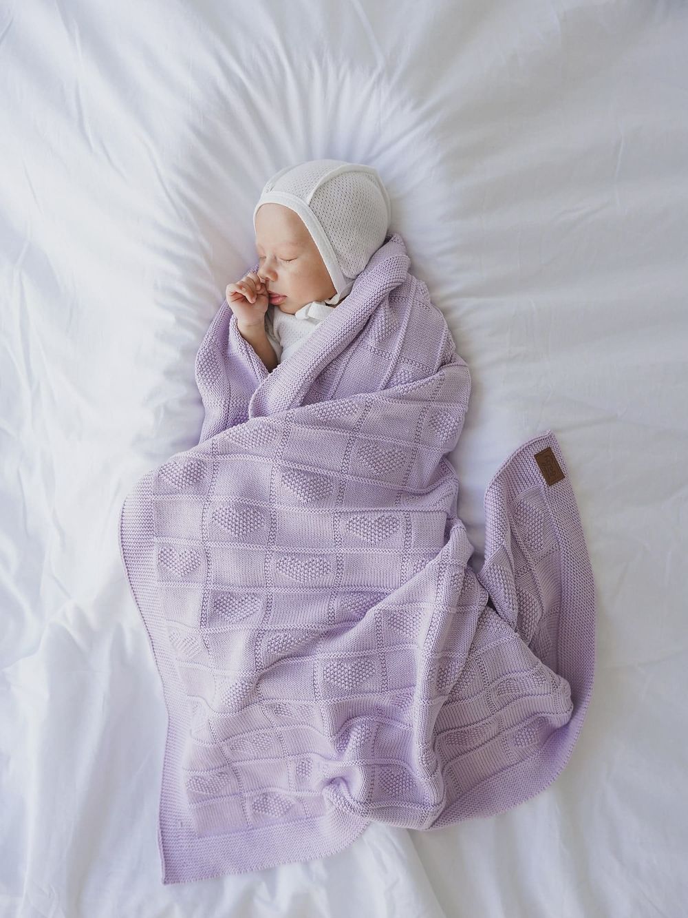 Плед вязаный хлопковый "Лаванда" 0+