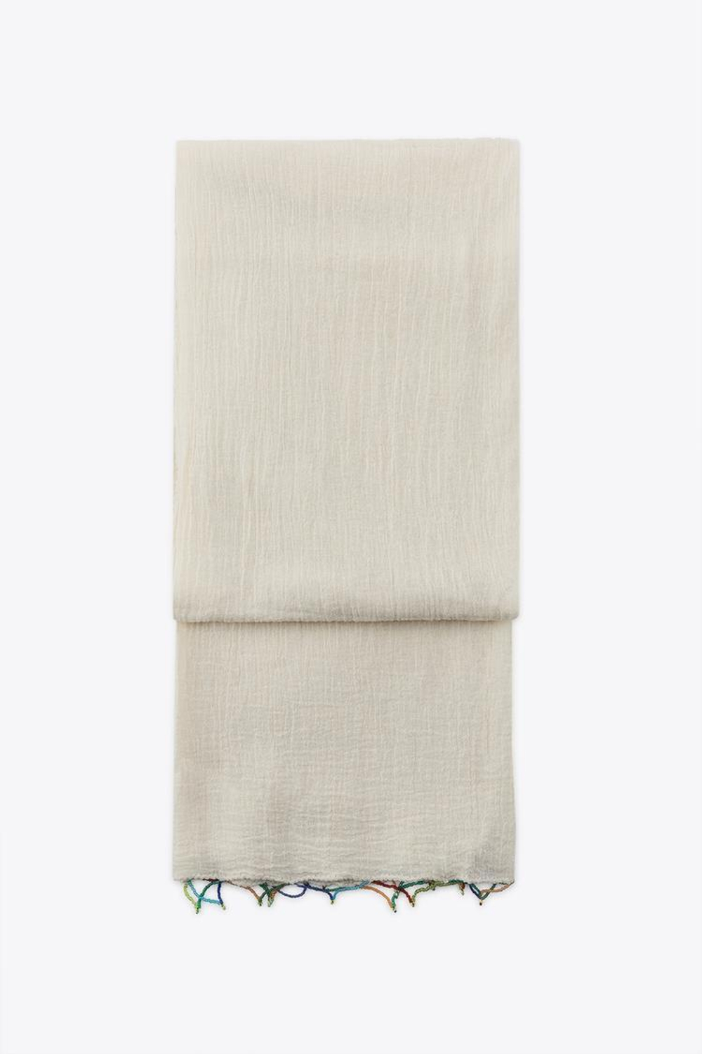 ZARA ОДНОТОННЫЙ ПЛАТОК С БУСИНАМИ, ЭКРЮ