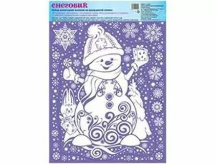 Наклейка н/окно Снеговик 33х24см