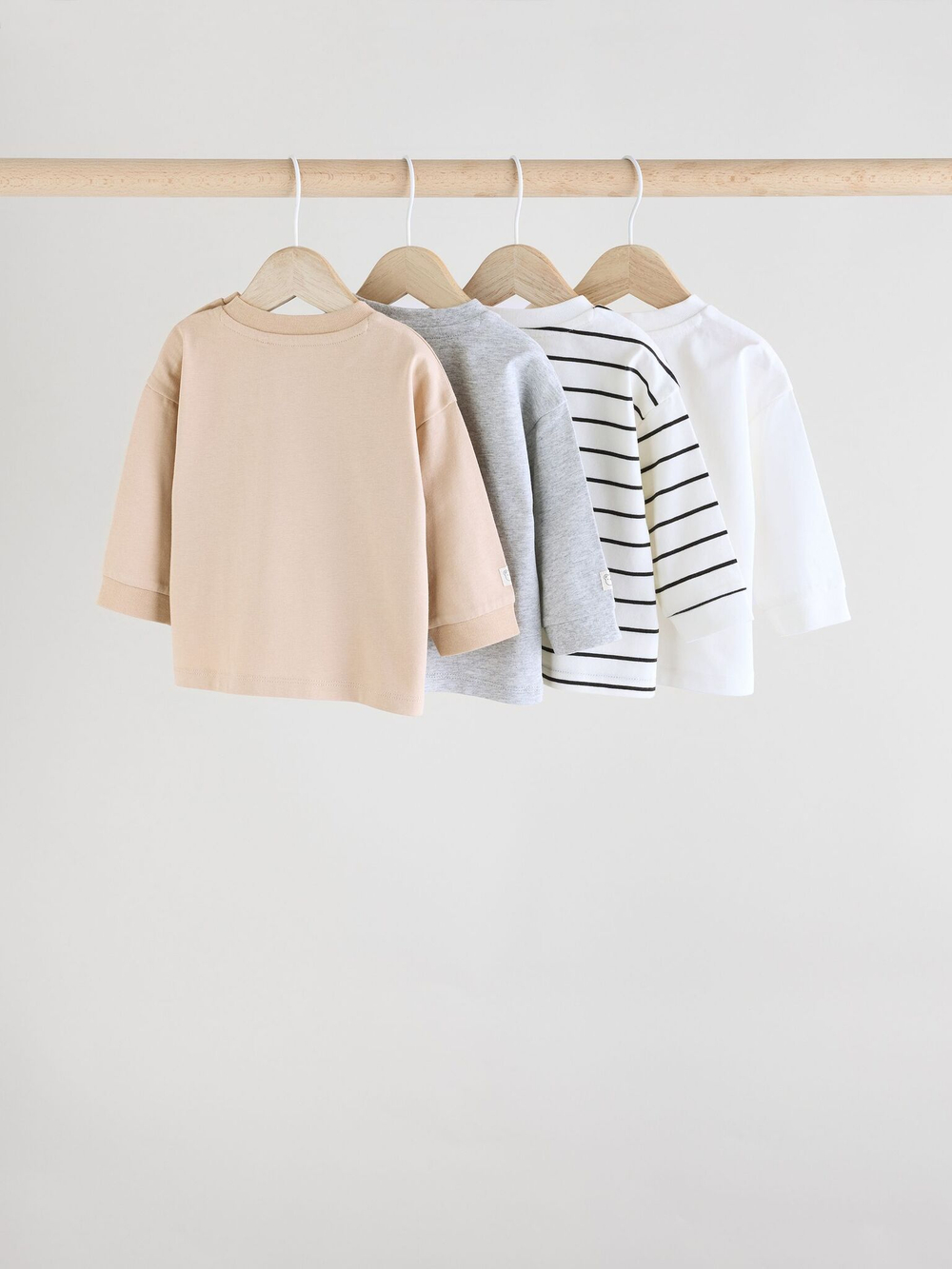 Лонгслив для малышей Next E48-162, 3 шт., Бежевый, Белый, Серый