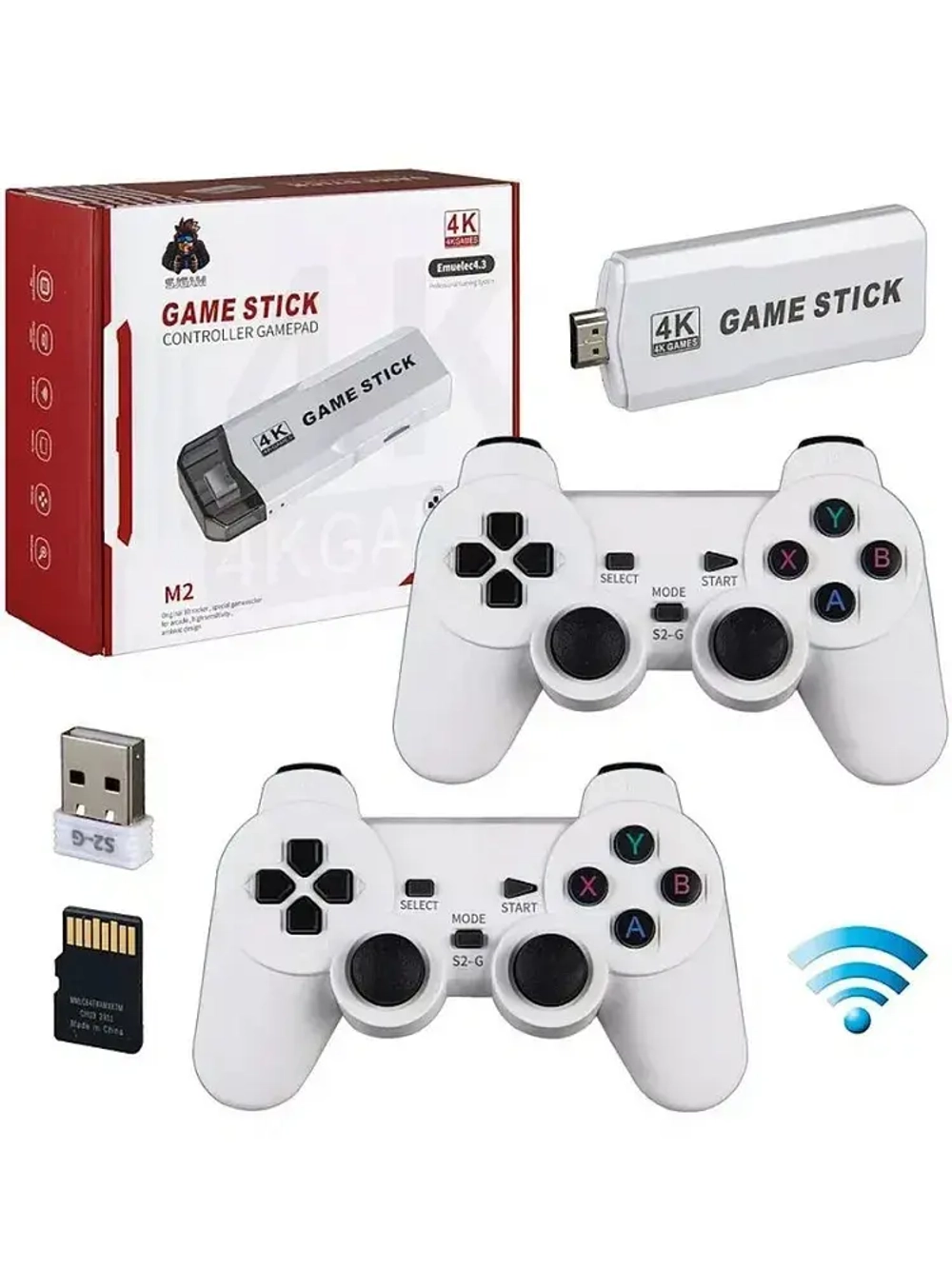 Беспроводная приставка ретро/Игровая консоль Game stick 4k Белая