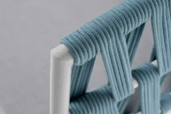 "Диего" диван 2-местный плетеный из роупа, каркас алюминий светло-серый (RAL7035) муар, роуп бирюзовый круглый, ткань светло-серая