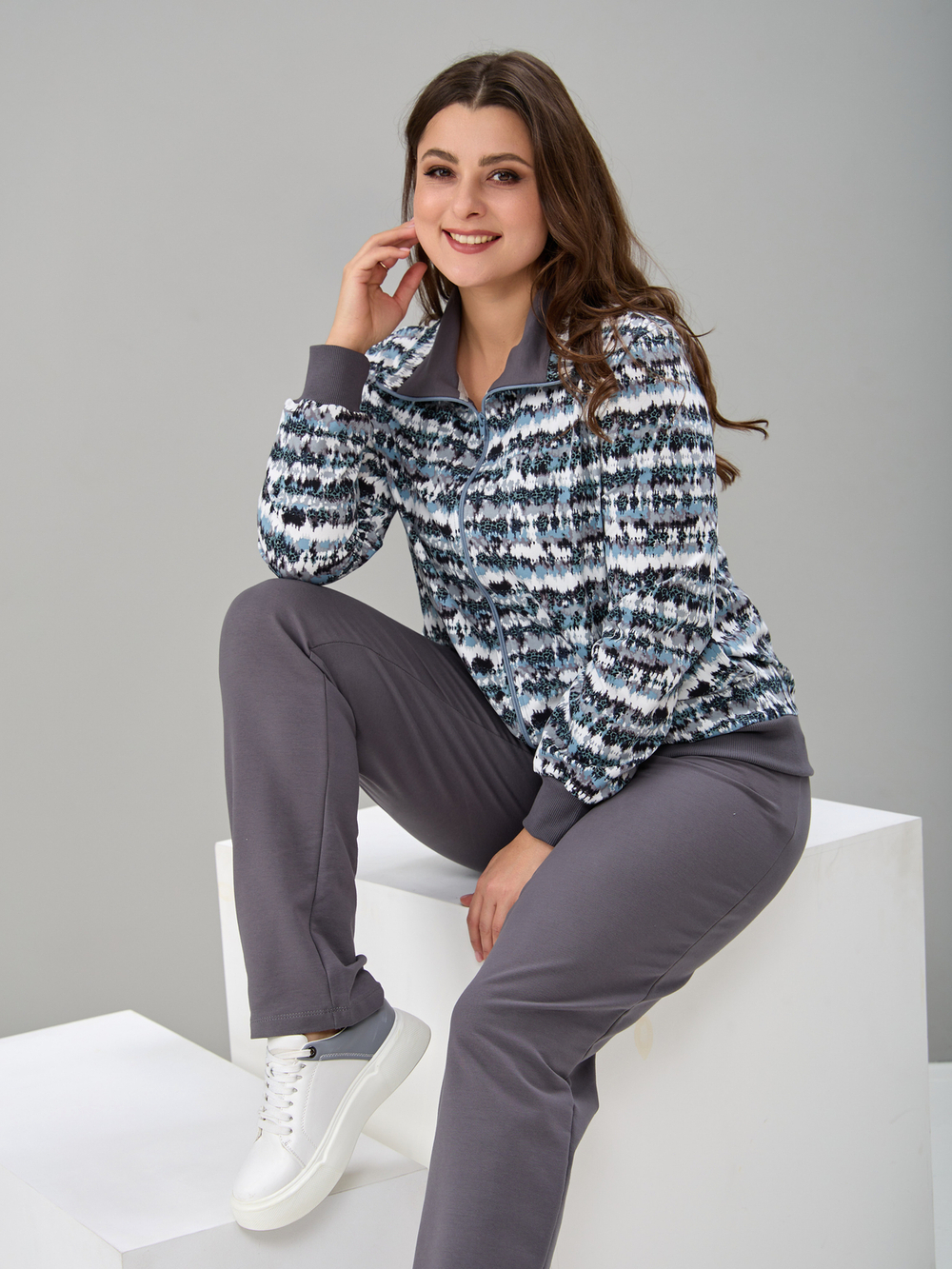 Костюм с брюками КБ-184/серый-акварель