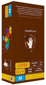 Перчатки латексные High Risk Safe & Care, размер М, 13 г, 50 штук