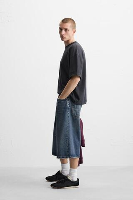 ZARA ФУТБОЛКА СВОБОДНОГО КРОЯ С ЭФФЕКТОМ ПОТЕРТОСТИ, АНТРАЦИТОВО-СЕРЫЙ