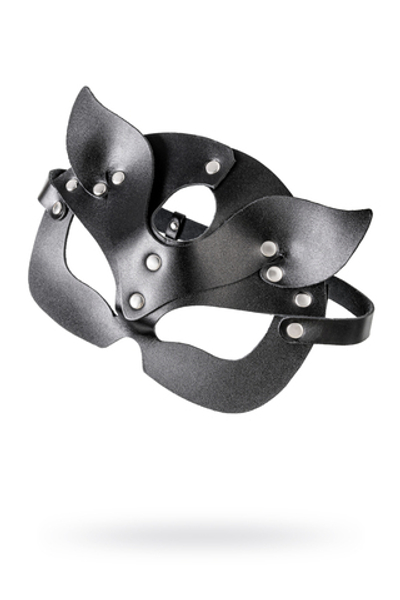 Маска кошки рельефная натуральная кожа чёрная