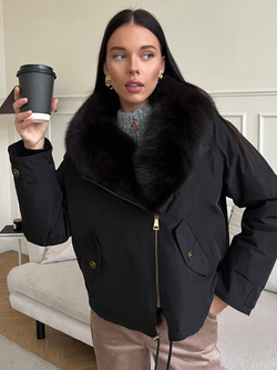 Парка Extra Lux с натуральным мехом черный