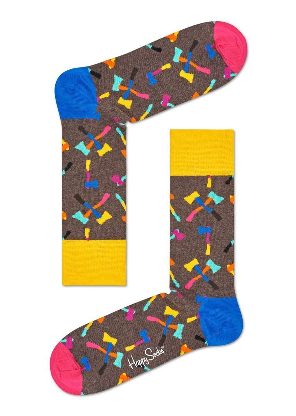 Носки унисекс Axe Sock с принтом в виде топориков (Размер: 25) (Цвет: коричневый)