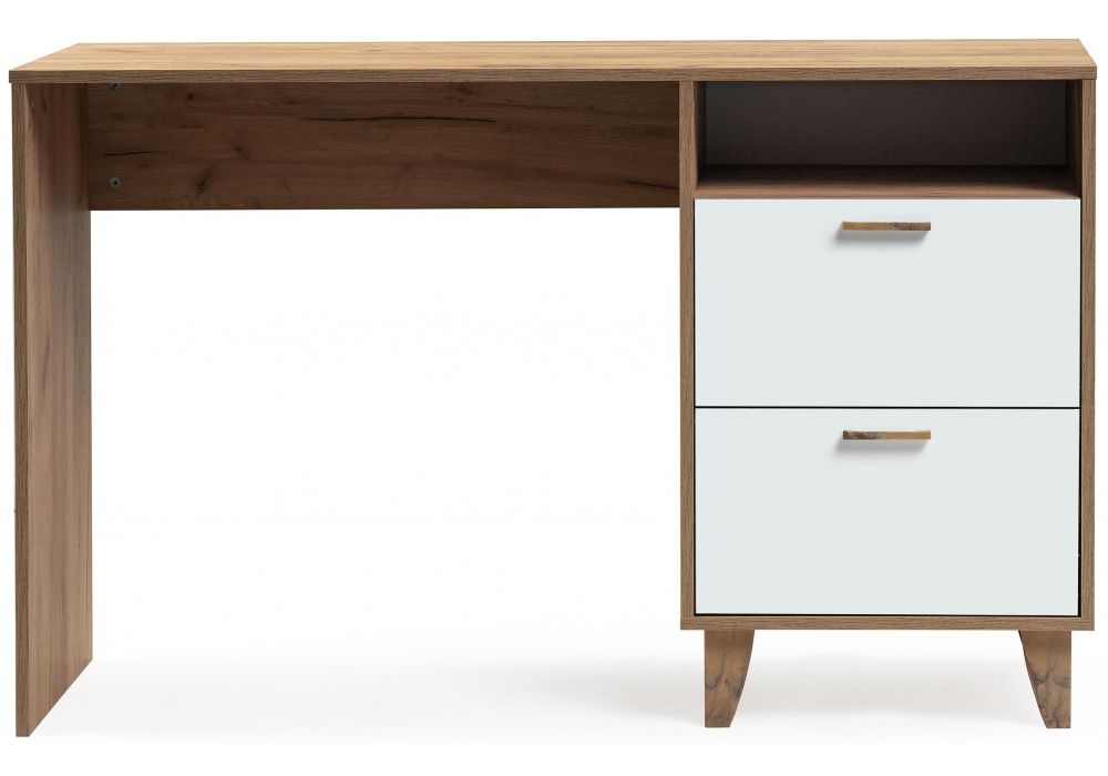 Письменный стол Эго Ст-3 на ножках 130х52,6х81,1 дуб крафт золотой / белый глянец