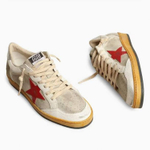 Golden Goose Ball Star / Бежевые / красная звезда