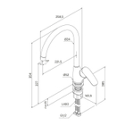 Смеситель для кухни 35к Milardo RORBN0JM05 "Rora"  высокий пов. излив, п/гайку, САТИН