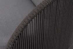 "Монтелла" кресло плетеное из роупа, каркас алюминий темно-серый (RAL7024) муар, роуп темно-серый круглый, ткань темно-серая 027