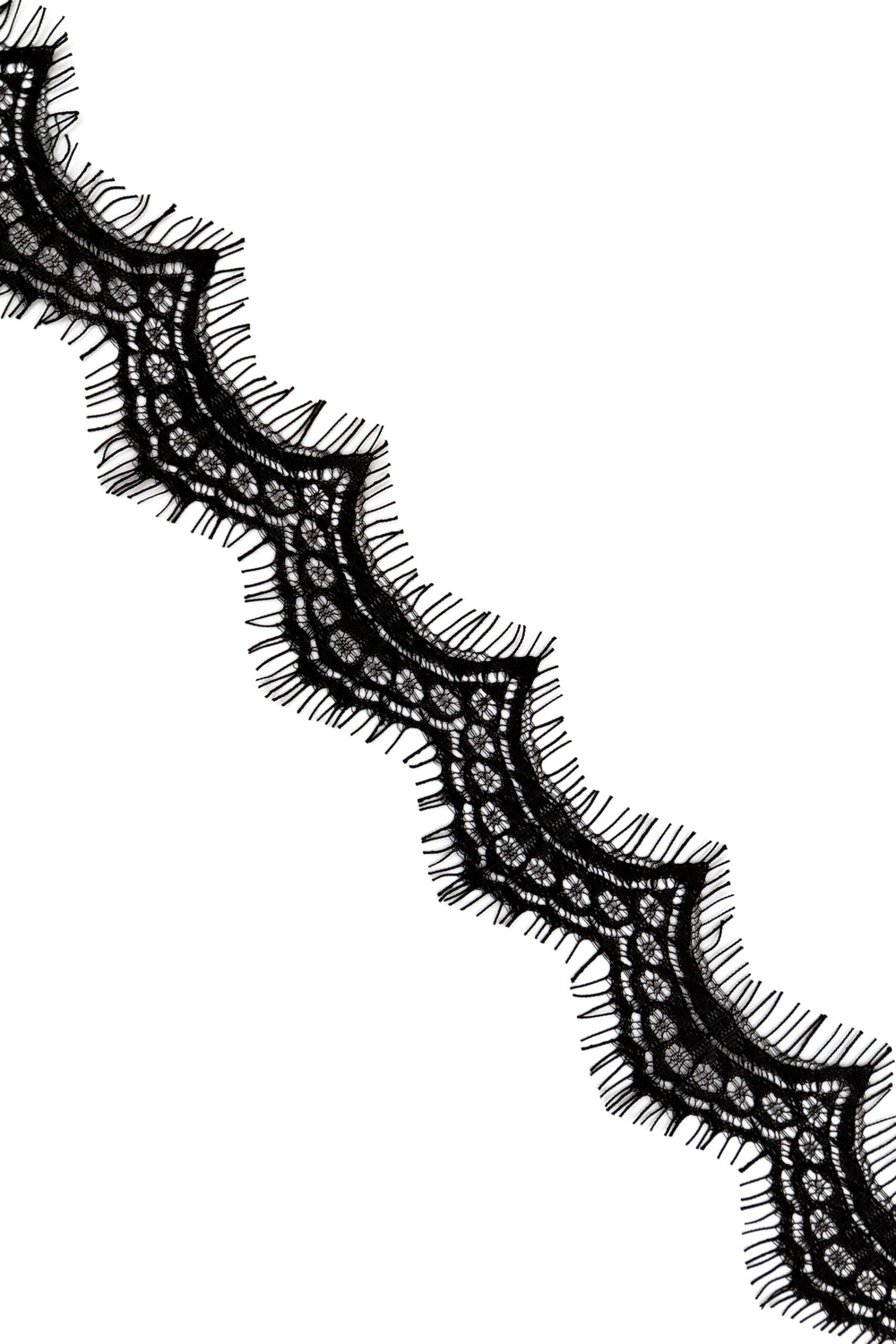 Узкое кружево шантильи чёрное неэластичное 4.5 см