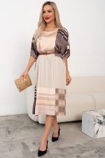 Платье из шелка Амалия (бежевый)-50-52р-р Р11-1242/2 Nikol